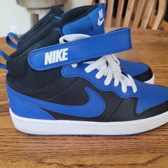 Nike Blue Black White Court Borough Mid High-Top Shoes Kicks Sneakers - Picture 3 of 8